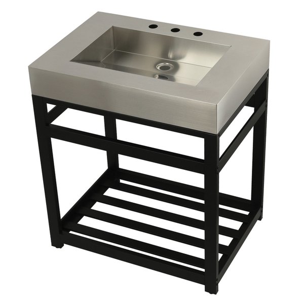 Fauceture KVSP3122A0 31" Stainless Steel Sink W/ Steel Console Sink Base, / Black KVSP3122A0